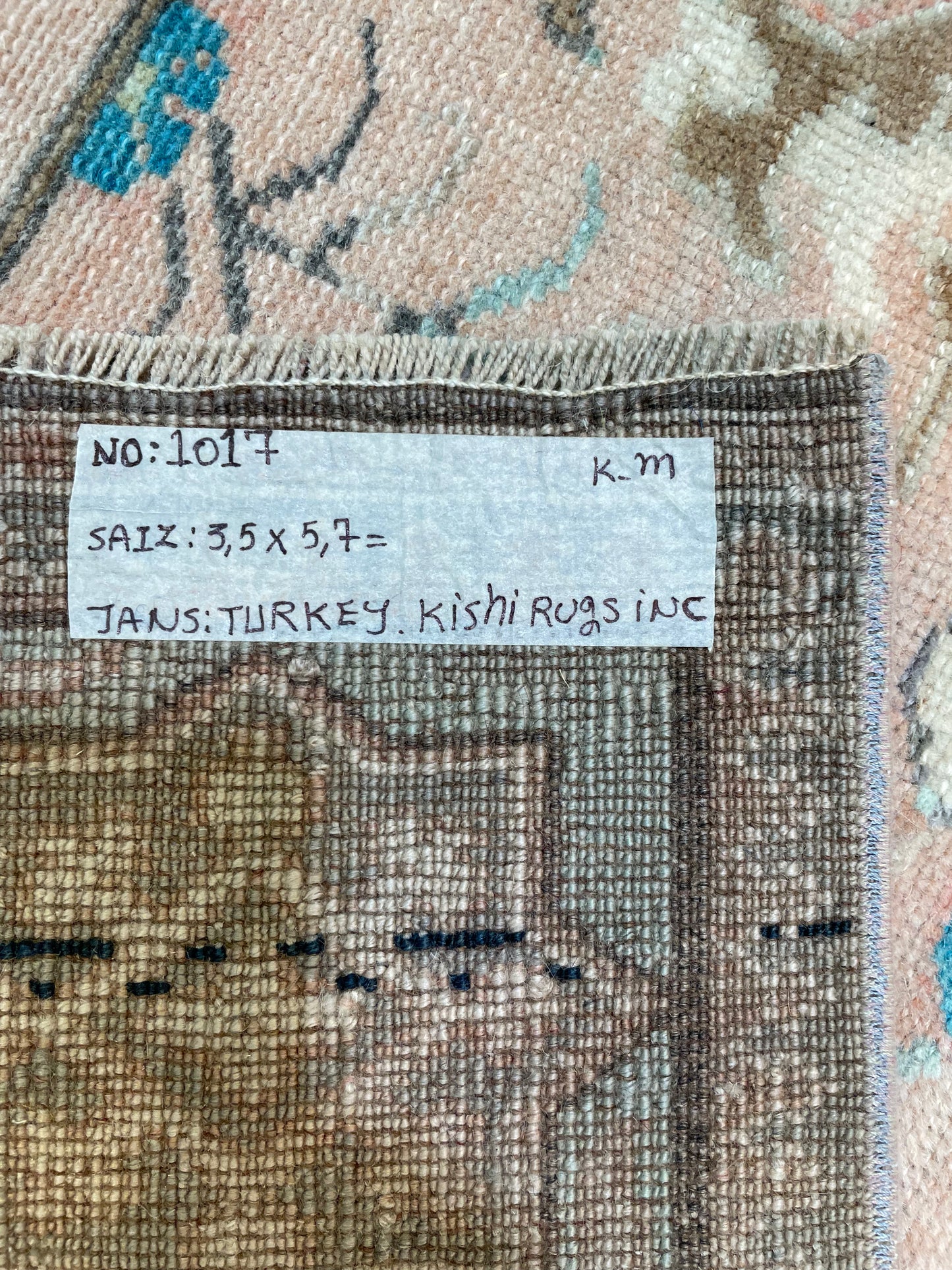 Hand-Knotted Wool Rug Turkish Oushak 3'5" x 5'7"