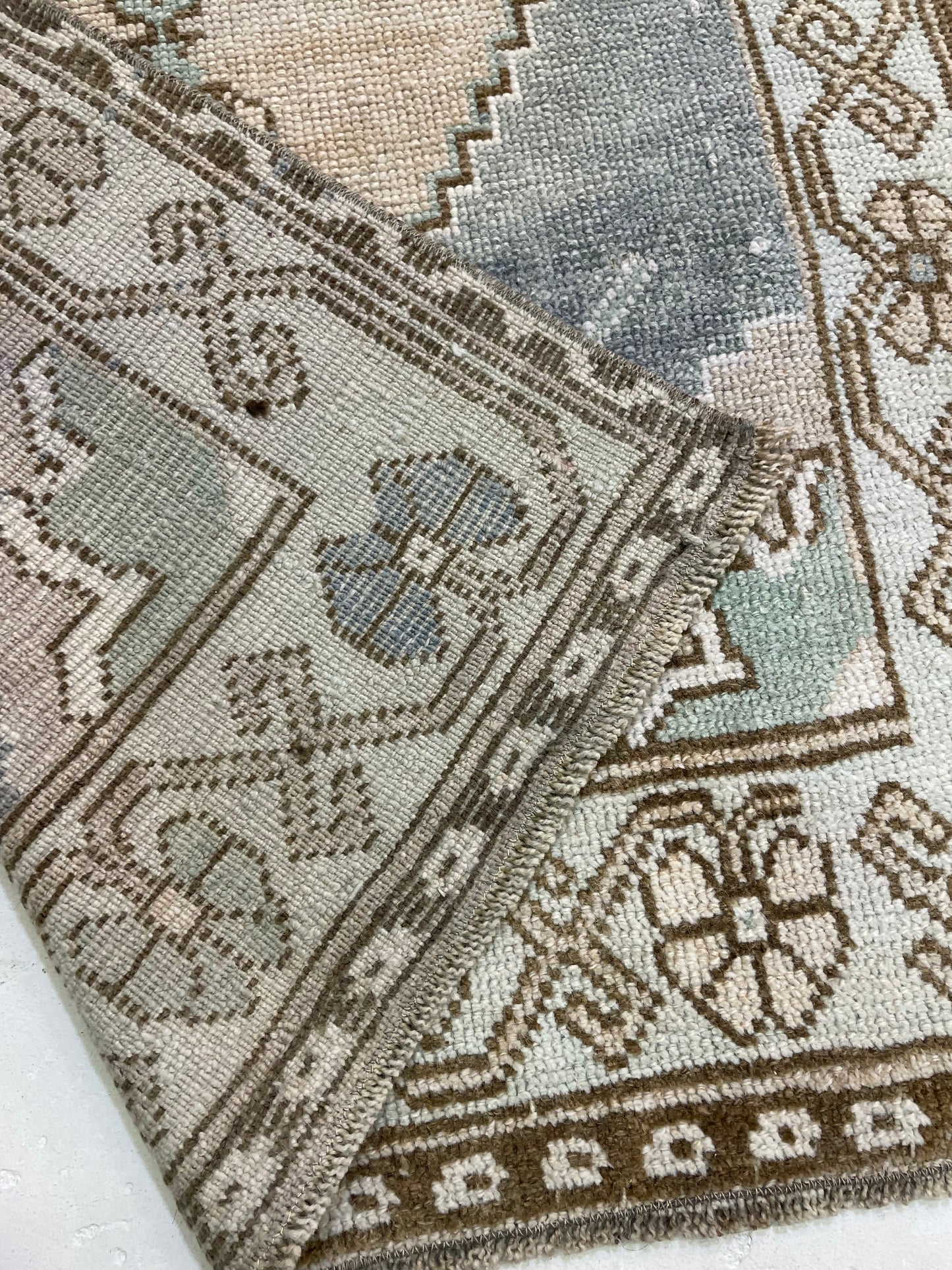 Hand-Knotted Wool Rug Turkish Oushak 2'9" x 4'1"
