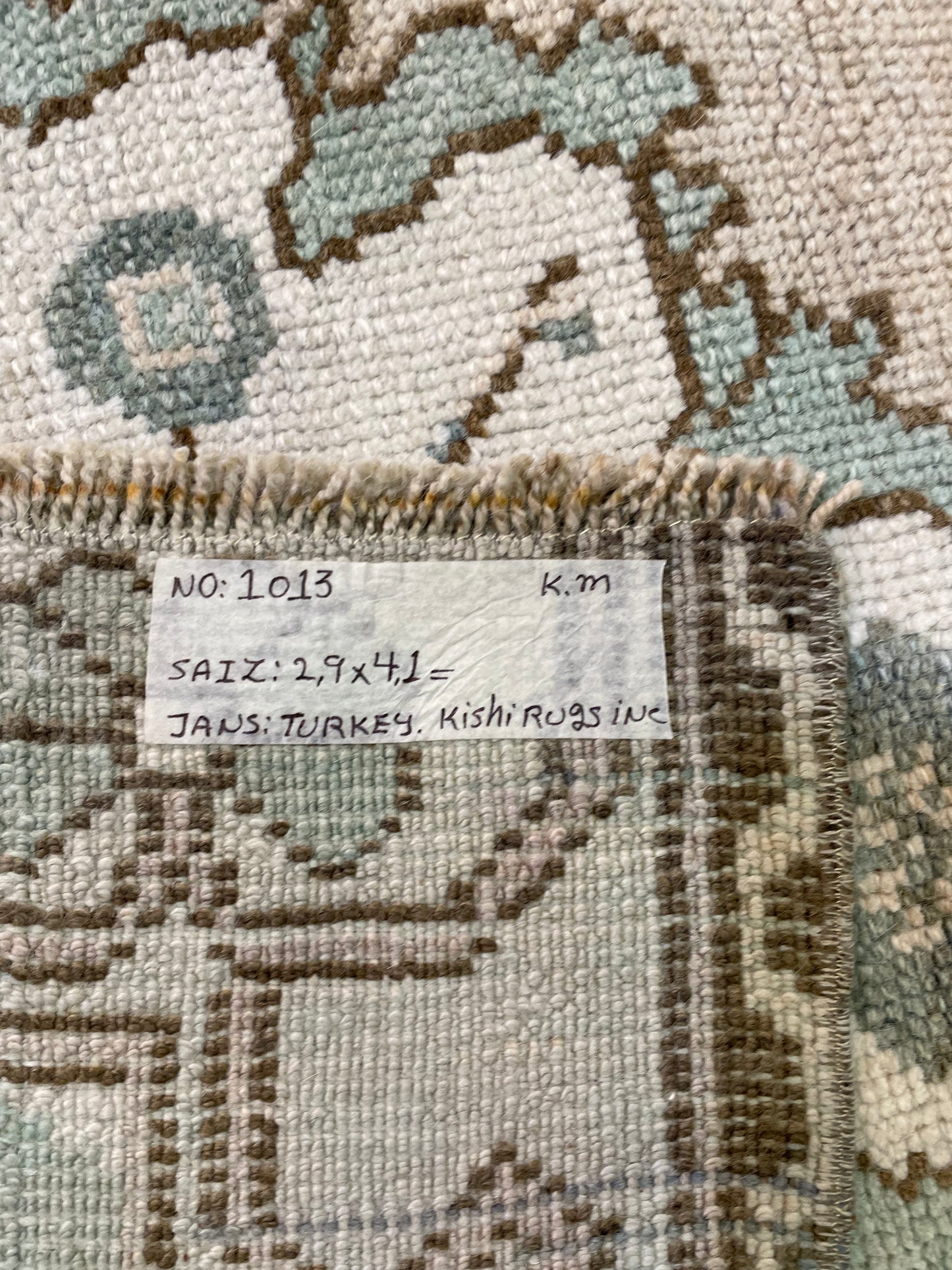 Hand-Knotted Wool Rug Turkish Oushak 2'9" x 4'1"