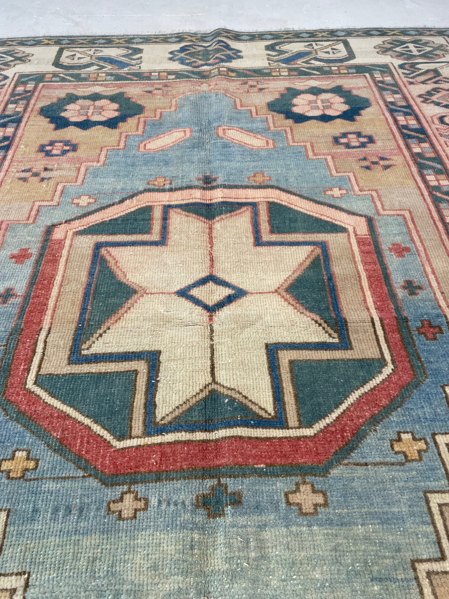Hand-Knotted Wool Rug Turkish Oushak 4'11" x 6'7"
