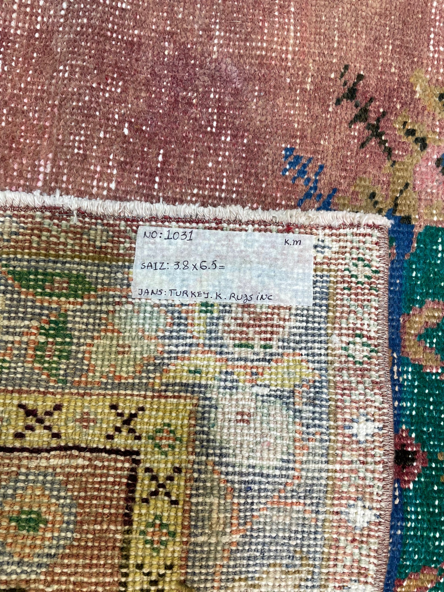 Hand-Knotted Wool Rug Turkish Oushak 3'8" x 6'5"