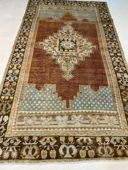 Hand-Knotted Wool Rug Turkish Oushak 3'8" x 6'8"