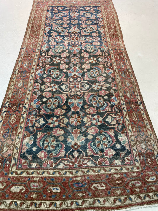 Hand-Knotted Wool Runner Turkish Oushak 3'4" x 7'10"