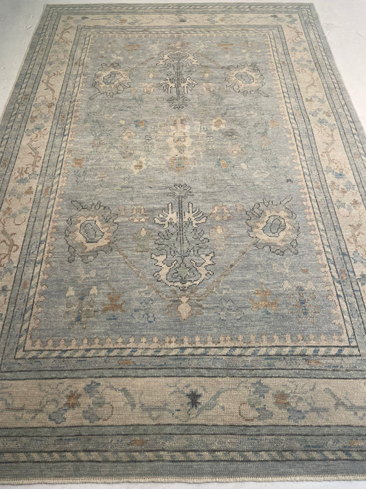 Hand-Knotted Wool Rug Turkish Oushak 6'7" x 9'10"