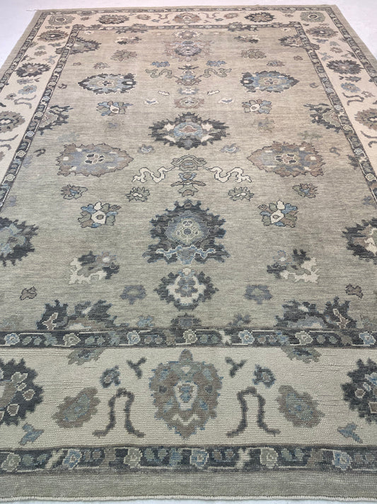Hand-Knotted Wool Rug Turkish Oushak 9'11" x 13'11"