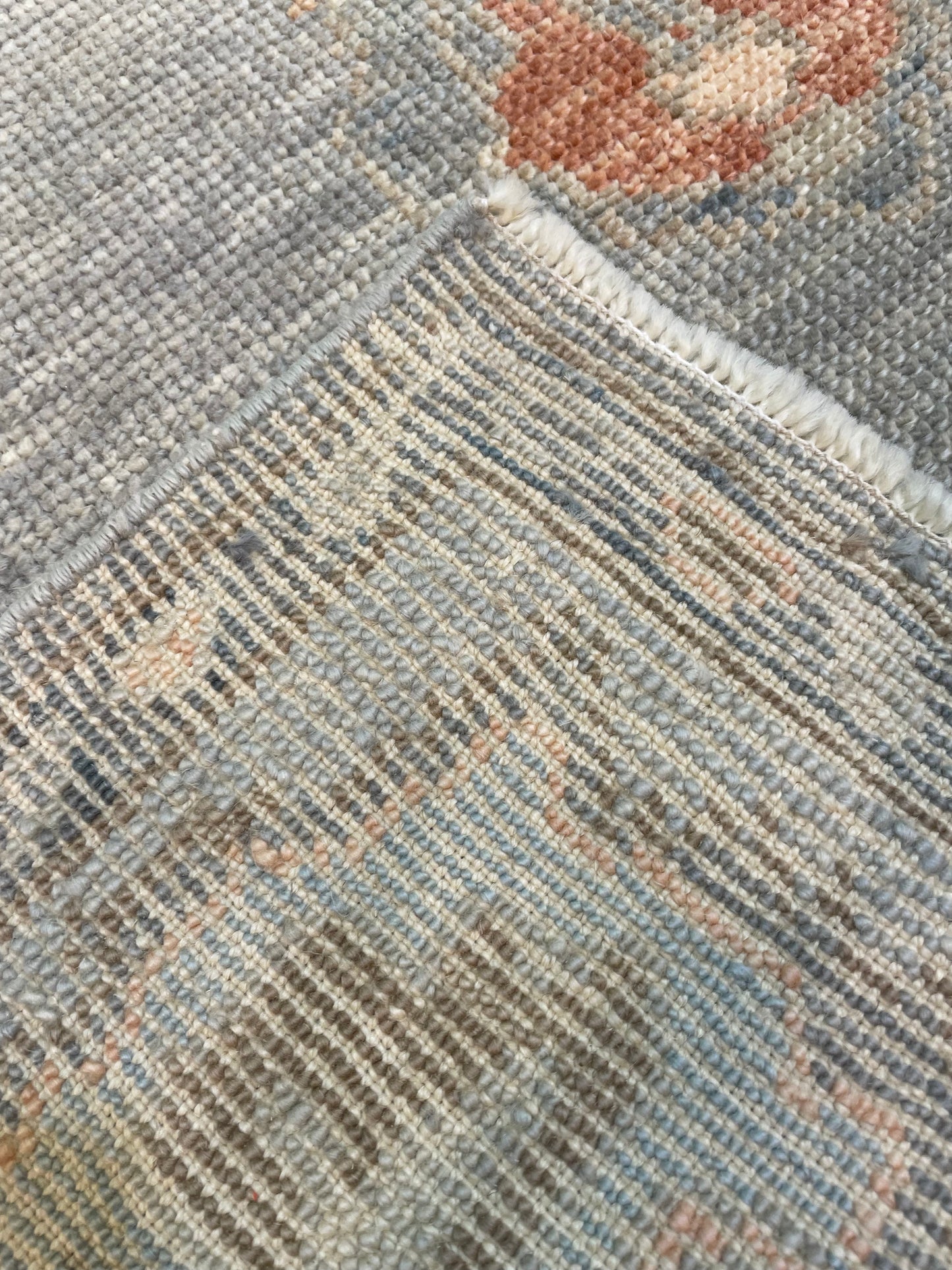 Hand-Knotted Wool Runner Turkish Oushak 3'10" x 9'8"