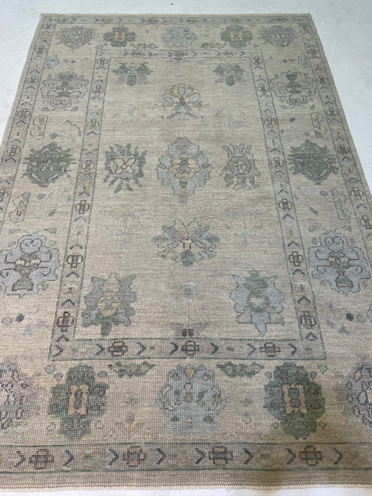 Hand-Knotted Wool Rug Turkish Oushak 5'2" x 7'7"