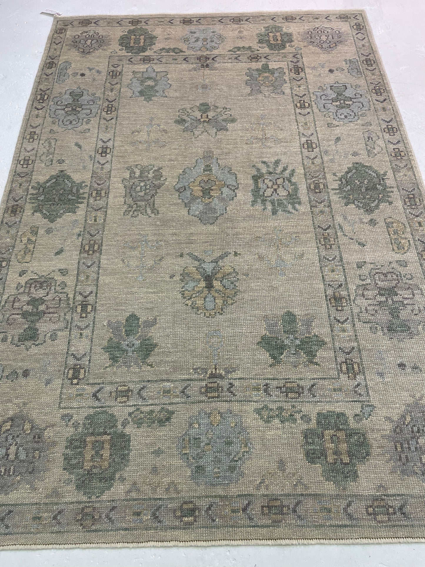 Hand-Knotted Wool Rug Turkish Oushak 5'2" x 7'7"