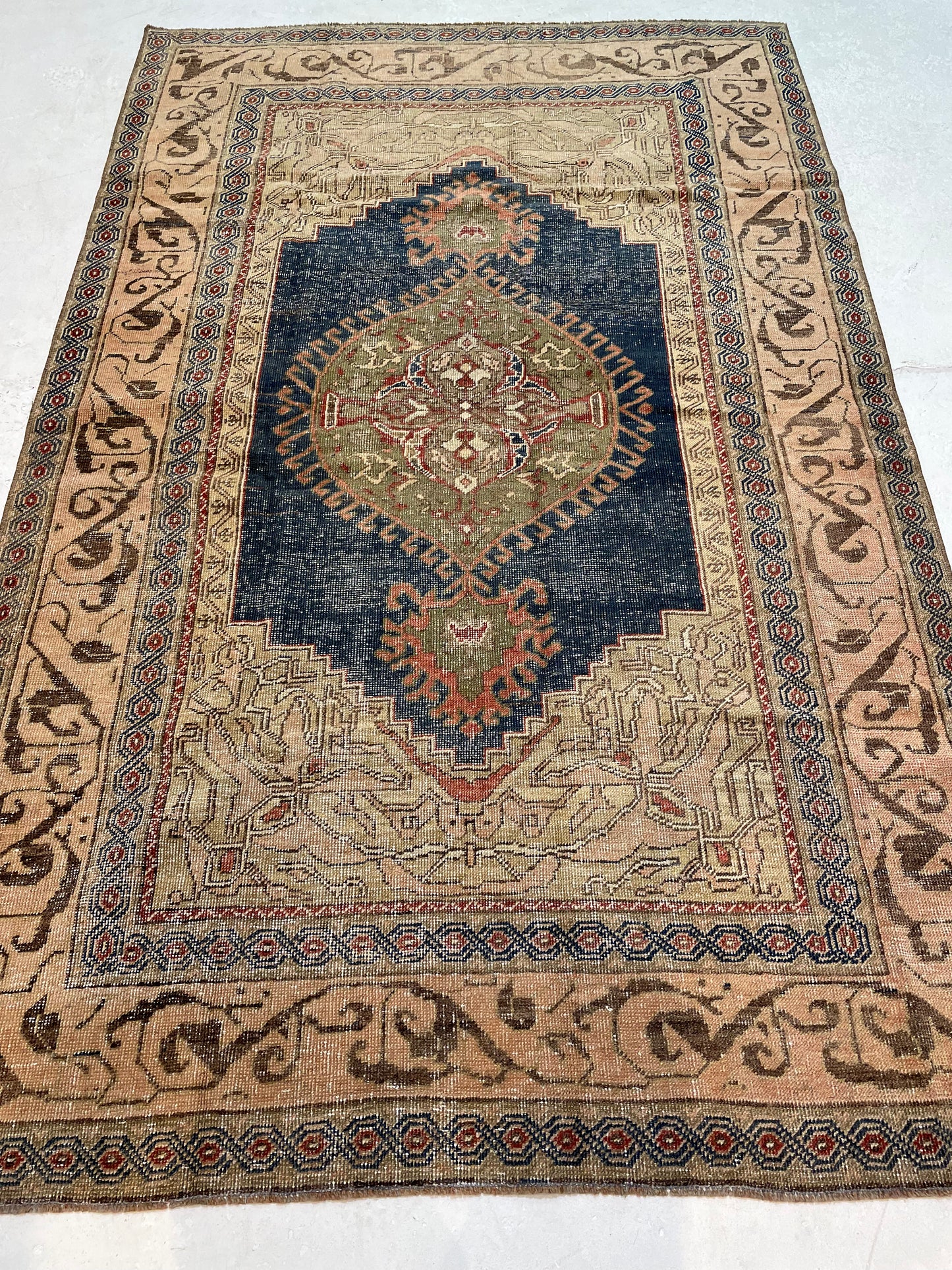 Hand-Knotted Wool Rug Turkish Oushak 4'6" x 7'1"