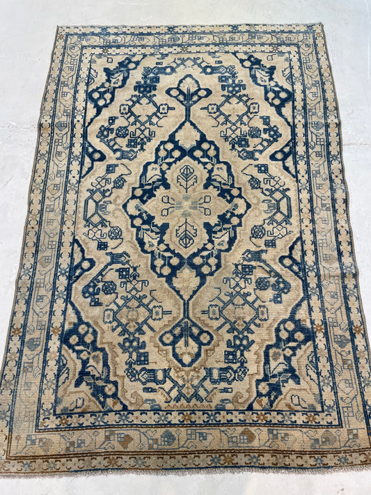 Hand-Knotted Wool Rug Turkish Oushak 3'5" x 4'11"