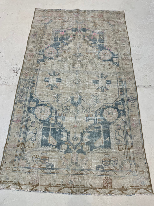 Hand-Knotted Wool Rug Turkish Oushak 2'11" x 4'10"