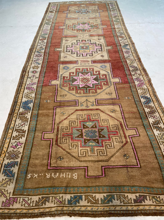 Hand-Knotted Wool Gallery Size Turkish Oushak 5' x 13'3"