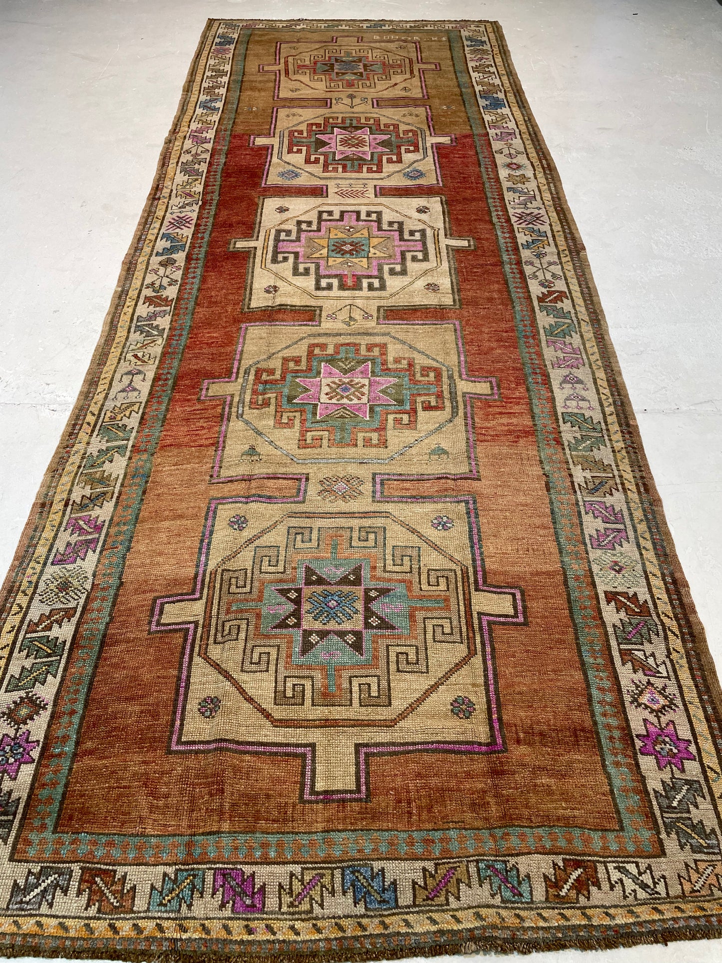 Hand-Knotted Wool Gallery Size Turkish Oushak 5' x 13'3"