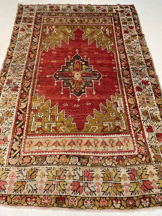 Hand-Knotted Wool Rug Turkish Oushak 3'11" x 5'11"