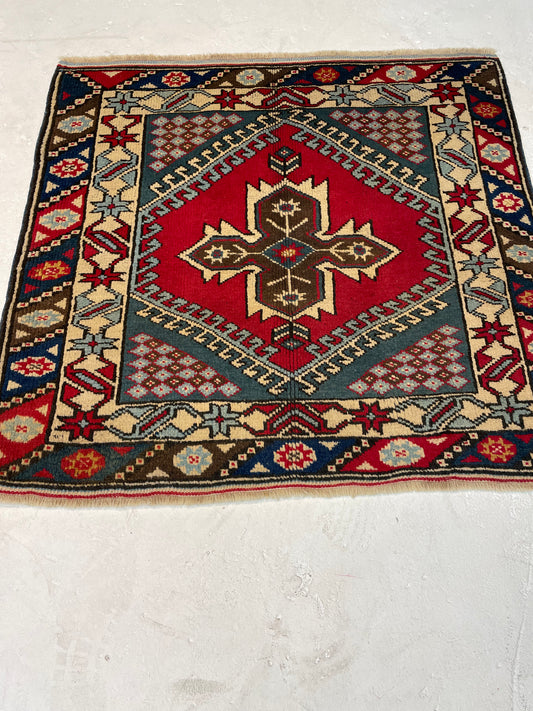 Hand-Knotted Wool Rug Turkish Oushak 3' x 3'3"