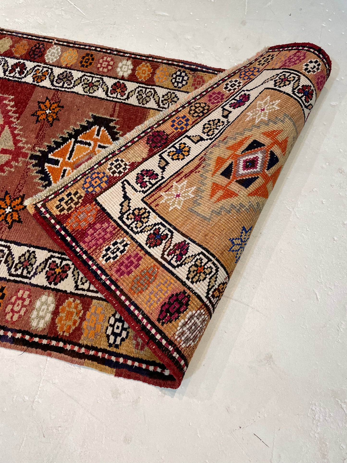 Hand-Knotted Wool Runner Turkish Oushak 2'11" x 12'11"