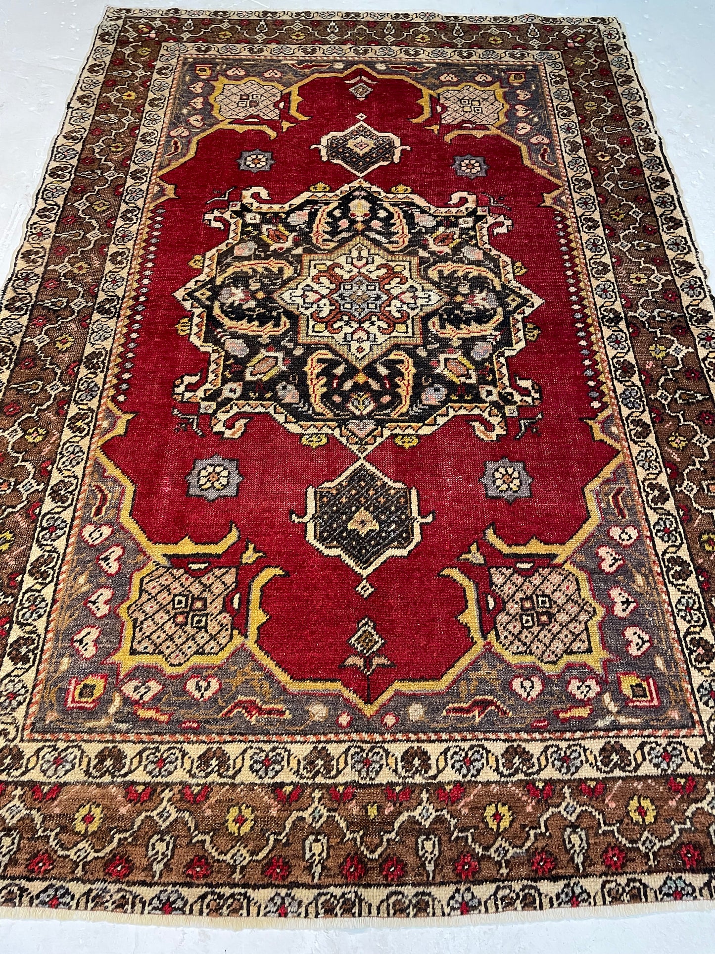 Hand-Knotted Wool Rug Turkish Oushak 4'1" x 5'9"