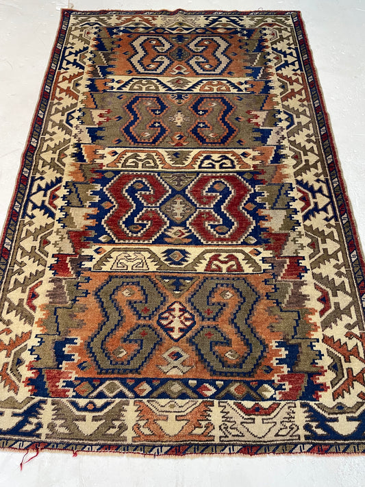 Hand-Knotted Wool Rug Turkish Oushak 3'6" x 5'7"