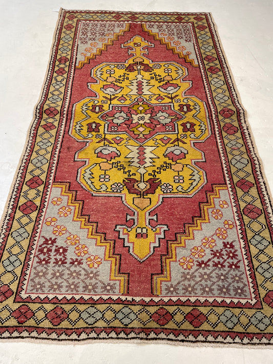 Hand-Knotted Wool Rug Turkish Oushak 4'1" x 7'5"