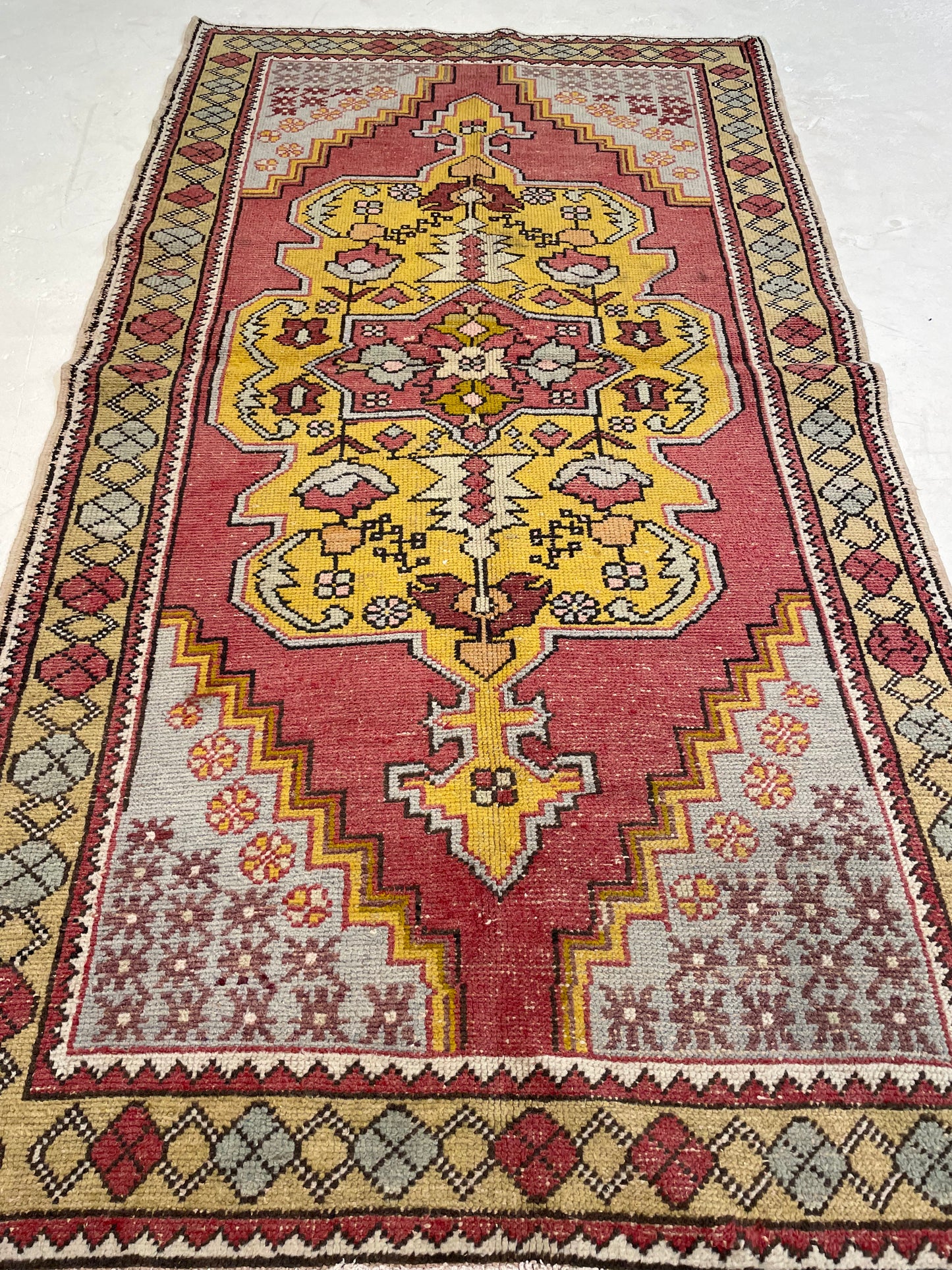 Hand-Knotted Wool Rug Turkish Oushak 4'1" x 7'5"