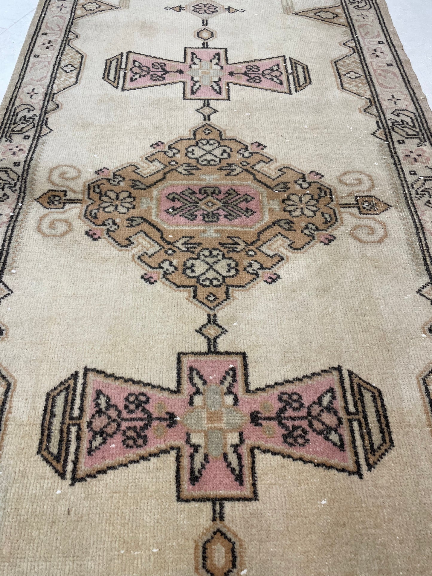 Hand-Knotted Wool Runner Turkish Oushak 2'8" x 11'5"