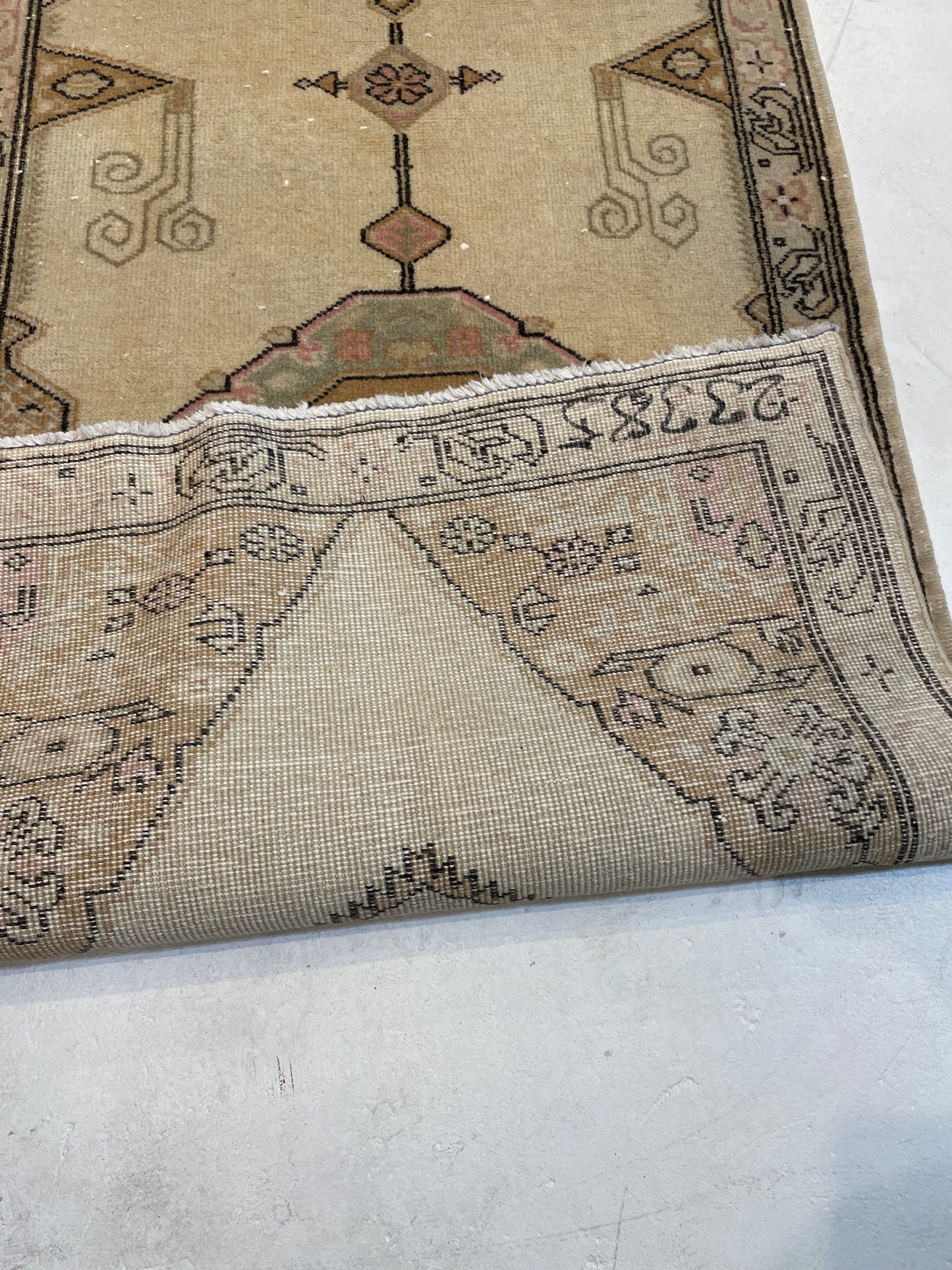 Hand-Knotted Wool Runner Turkish Oushak 2'8" x 11'5"