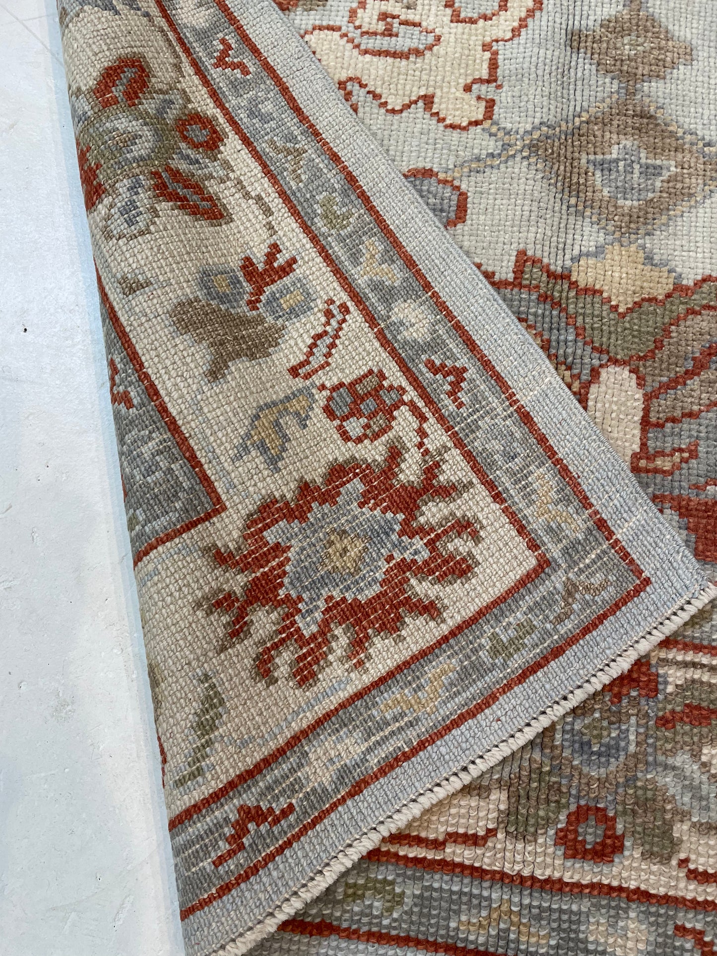 Hand-Knotted Wool Rug Turkish Oushak 4'4" x 6'