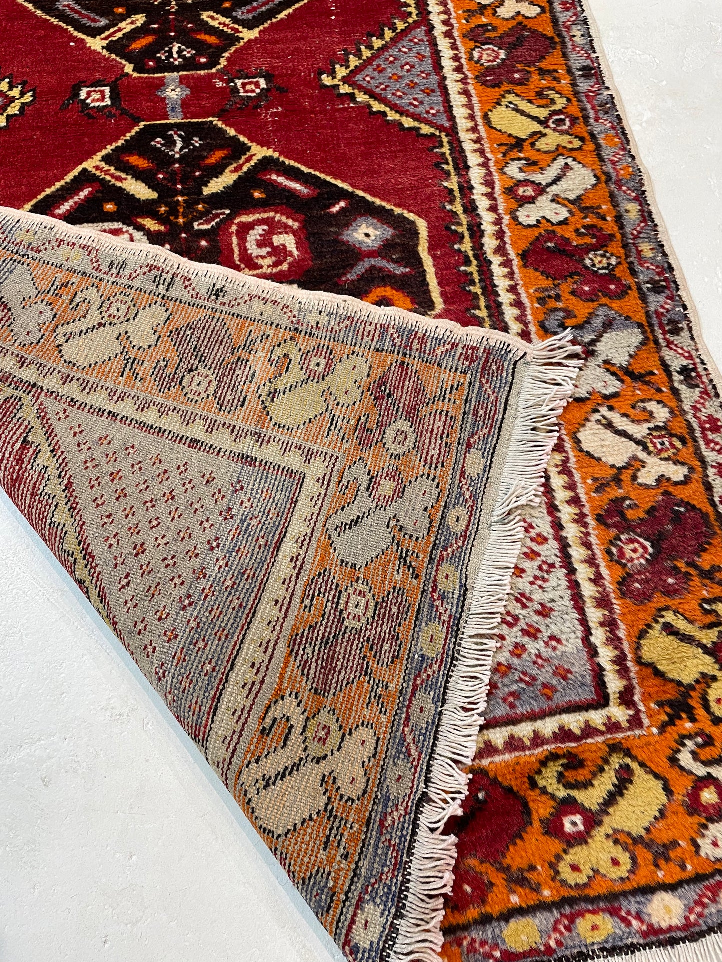 Hand-Knotted Wool Runner Turkish Oushak 3' x 9'6"