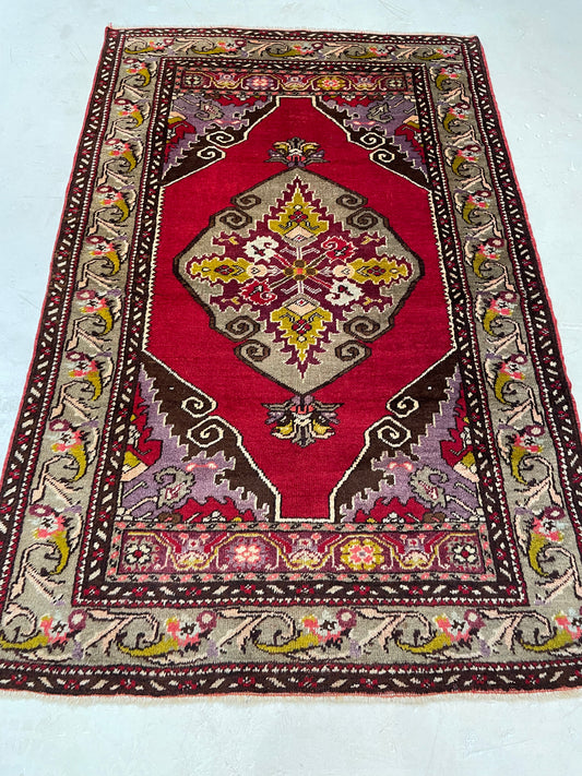 Hand-Knotted Wool Rug Turkish Oushak 3'5" x 5'4"