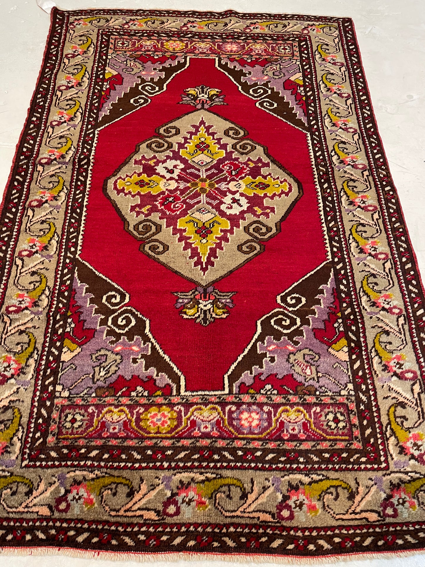 Hand-Knotted Wool Rug Turkish Oushak 3'5" x 5'4"