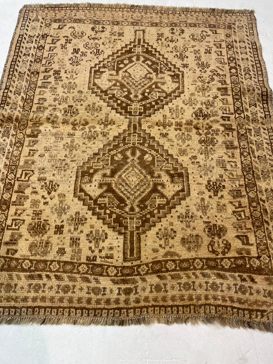 Hand-Knotted Wool Rug Turkish Oushak 3'9" x 4'6"