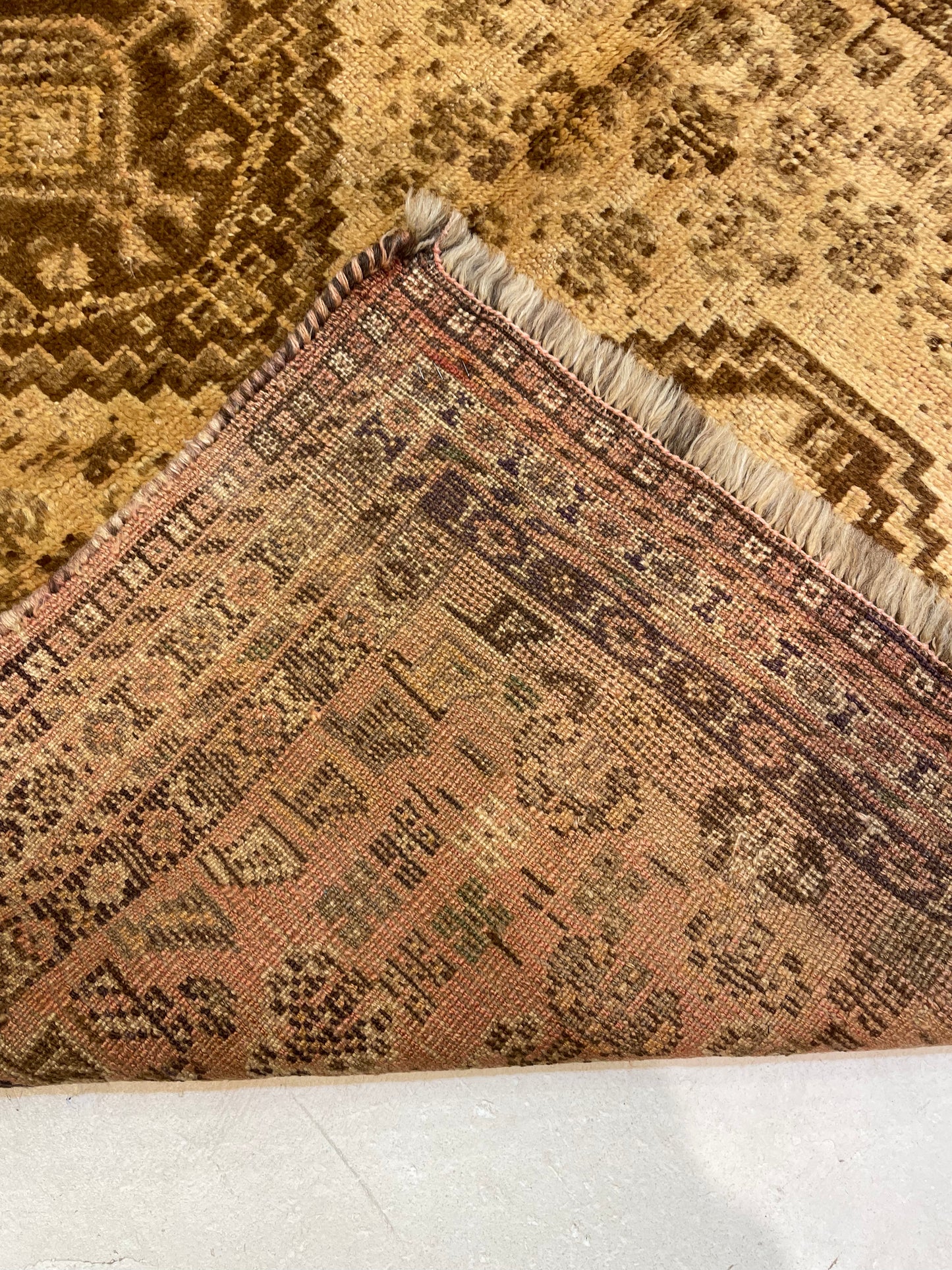 Hand-Knotted Wool Rug Turkish Oushak 3'9" x 4'6"