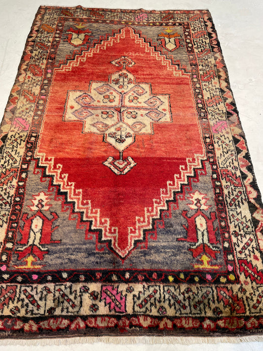 Hand-Knotted Wool Rug Turkish Oushak 4'1" x 6'7"