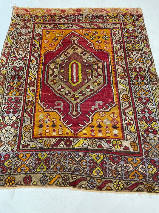 Hand-Knotted Wool Rug Turkish Oushak 4' x 4'9"