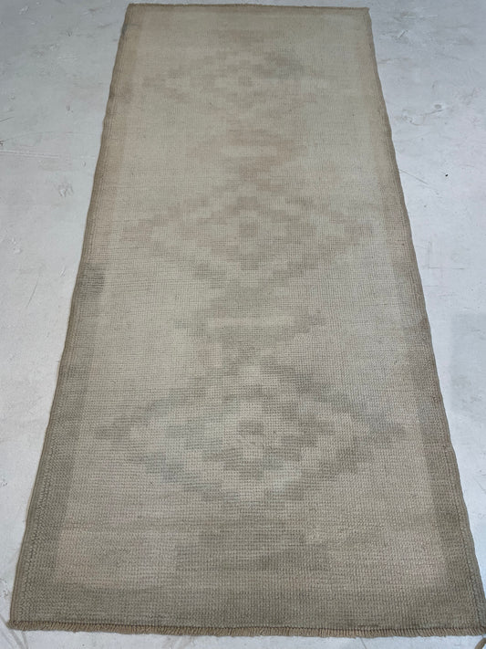 Hand-Knotted Wool Runner Turkish Oushak 2'8" x 5'10"