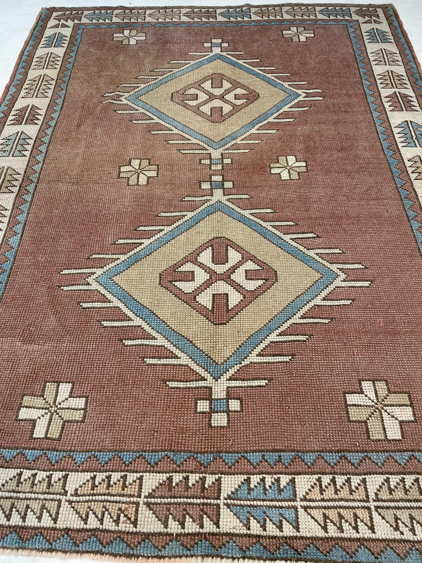 Hand-Knotted Wool Rug Turkish Oushak 4'9" x 6'3"