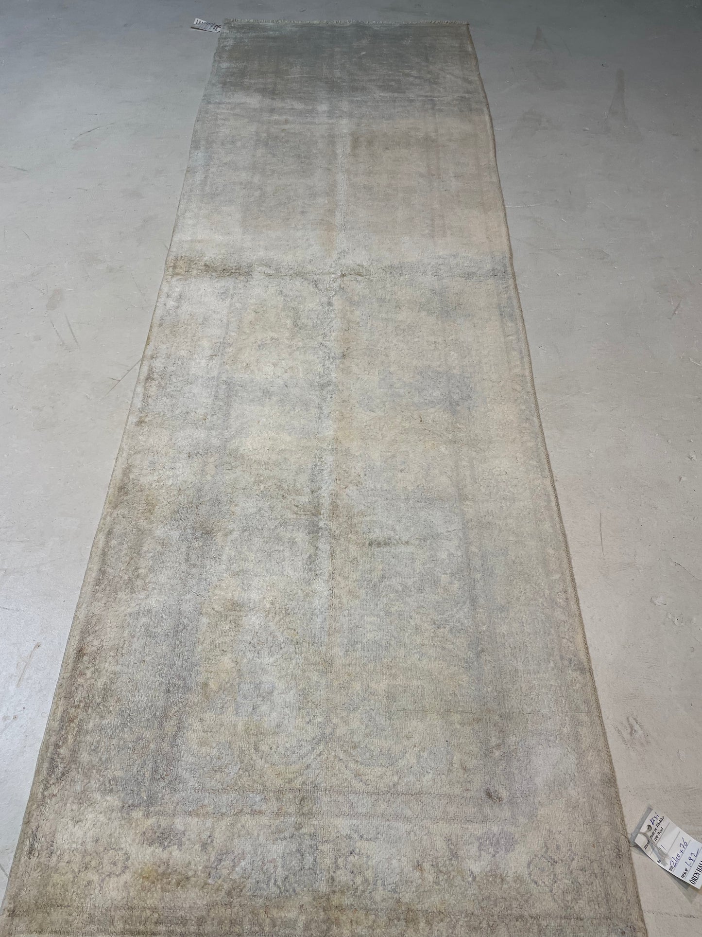 Hand-Knotted Wool Runner Turkish Oushak 2'6" x 7'11"