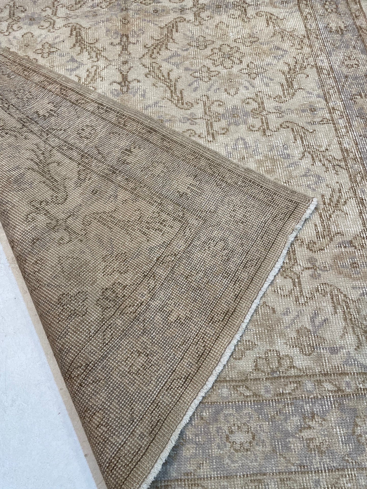 Hand-Knotted Wool Rug Turkish Oushak 3'10" x 7'