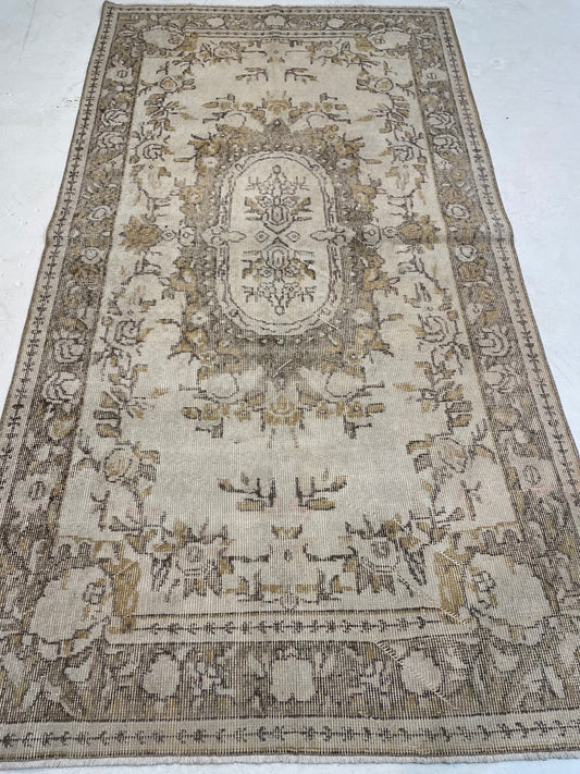 Hand-Knotted Wool Rug Turkish Oushak 3'8" x 6'10"