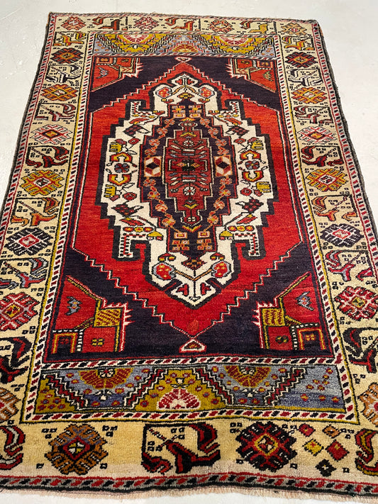 Hand-Knotted Wool Rug Turkish Oushak 3'11" x 6'