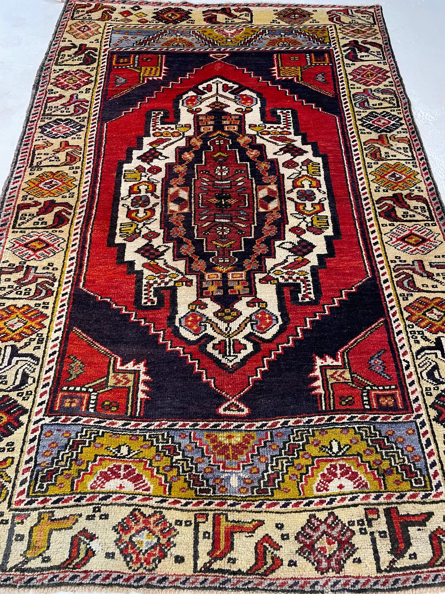 Hand-Knotted Wool Rug Turkish Oushak 3'11" x 6'