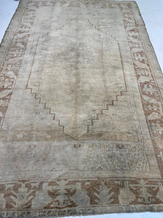 Hand-Knotted Wool Rug Turkish Oushak 5'8" x 8'3"