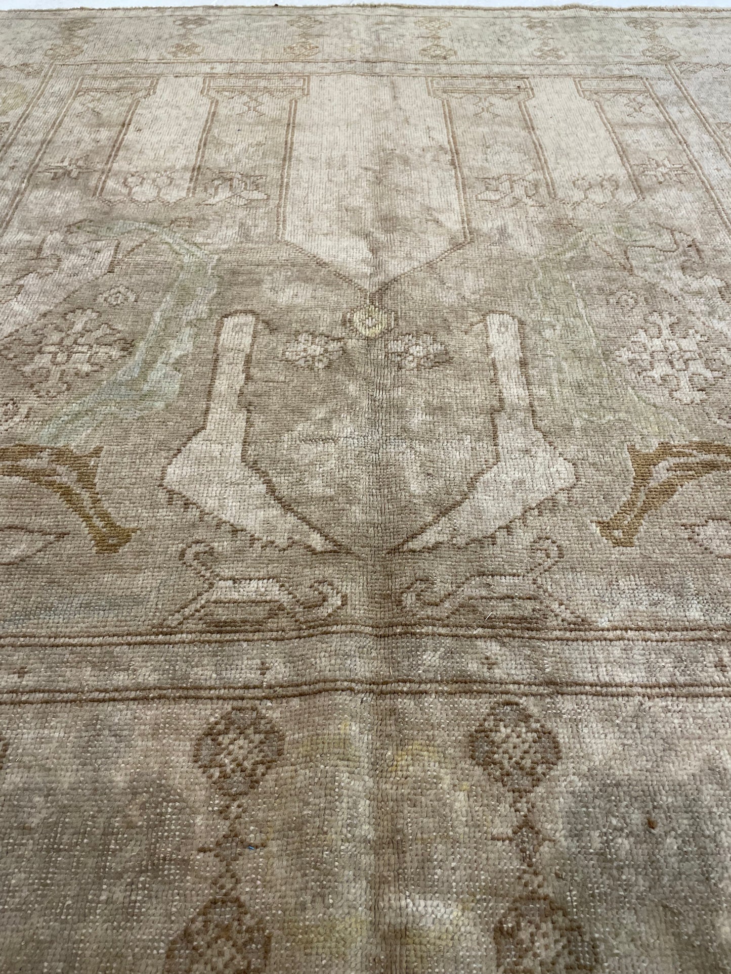 Hand-Knotted Wool Rug Turkish Oushak Square 4'2" x 4'4"