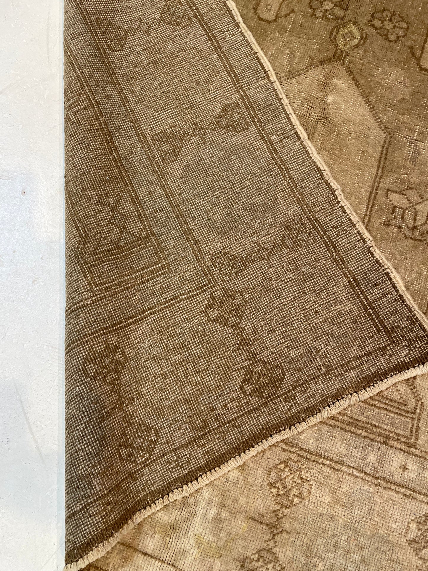 Hand-Knotted Wool Rug Turkish Oushak Square 4'2" x 4'4"