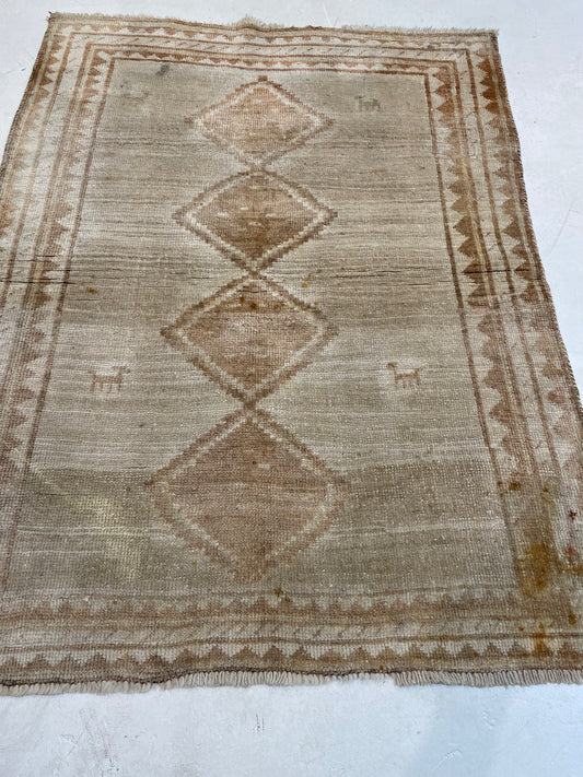 Hand-Knotted Wool Rug Turkish Oushak 3'5" x 4'5"