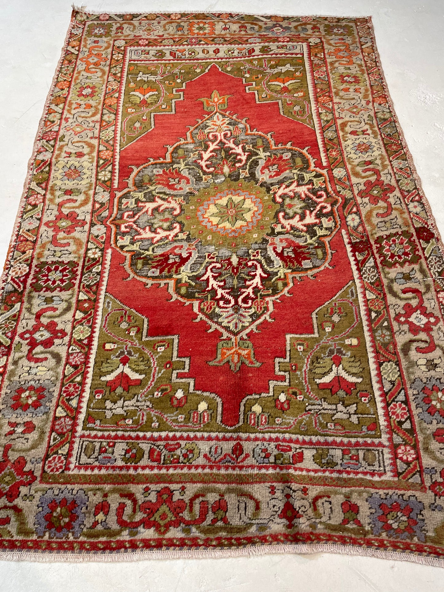 Hand-Knotted Wool Rug Turkish Oushak 4'4" x 6'10"