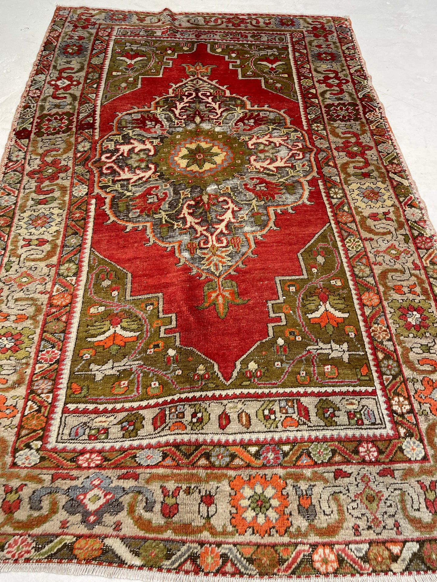 Hand-Knotted Wool Rug Turkish Oushak 4'4" x 6'10"