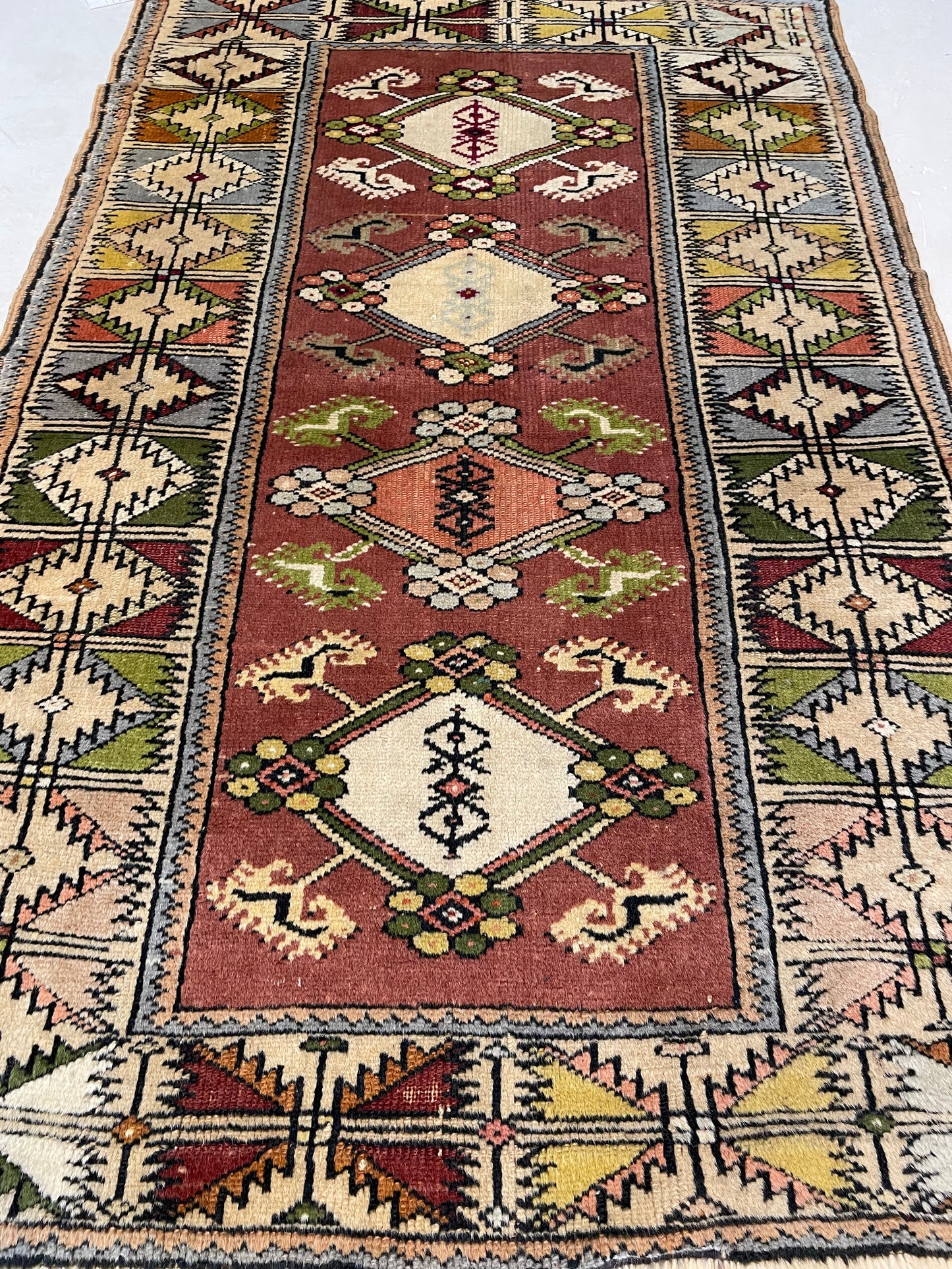 Hand-Knotted Wool Rug Turkish Oushak 2'11" x 4'7"