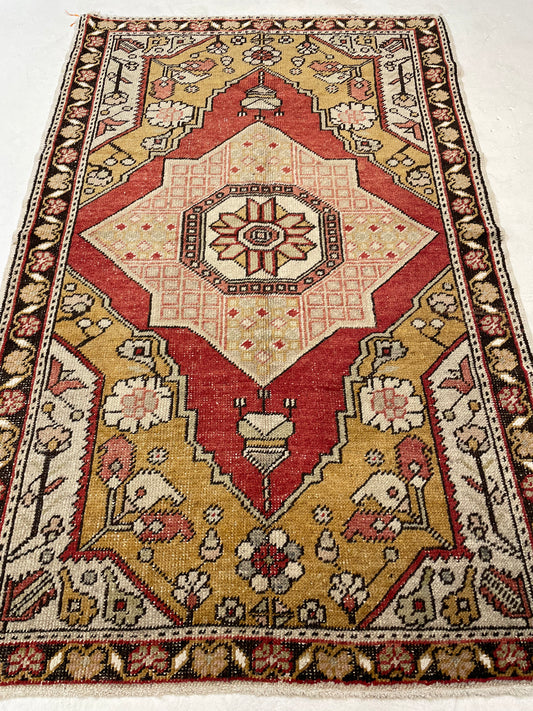 Hand-Knotted Wool Rug Turkish Oushak 3'11" x 6'