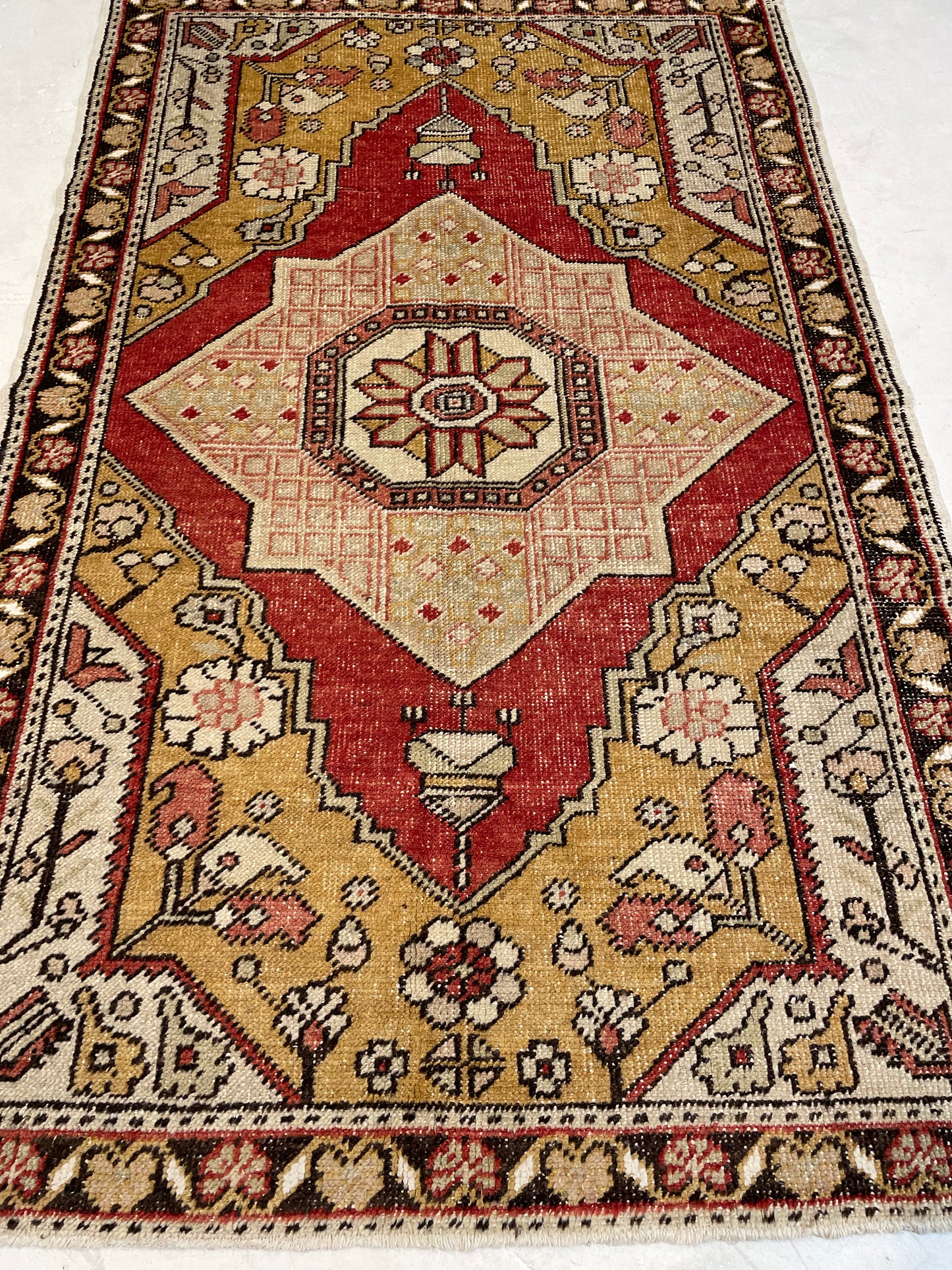 Hand-Knotted Wool Rug Turkish Oushak 3'11" x 6'